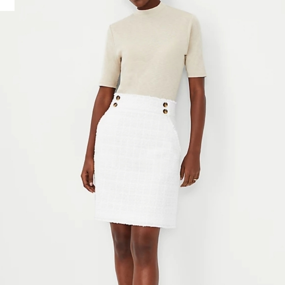 Ann Taylor Tweed Button Waist Skirt